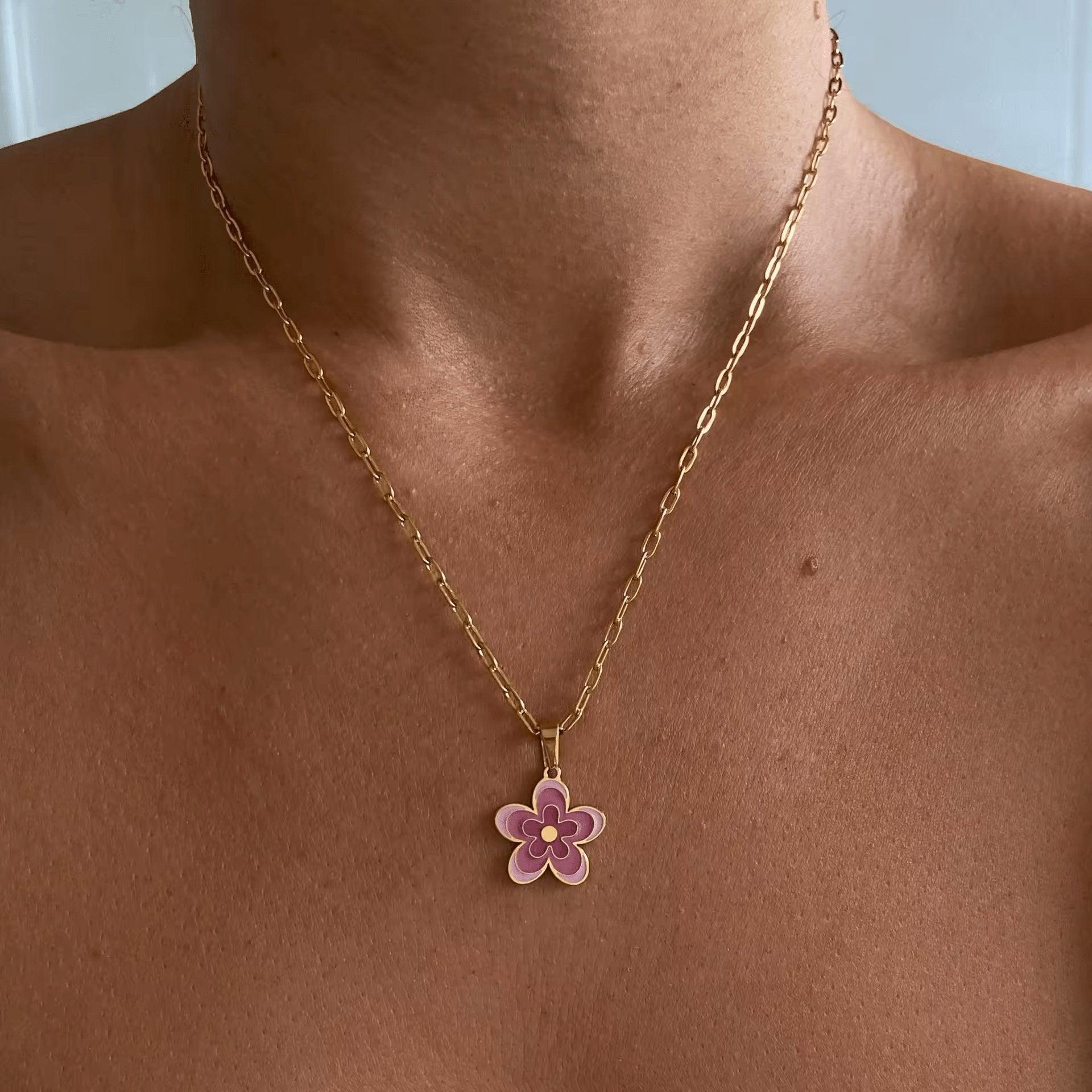 Collar Flor Rosa